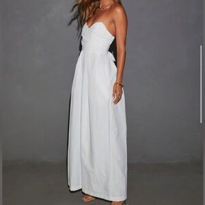 NWT Casey Poplin Tie Waist Wide Leg Jumpsuit - White / S